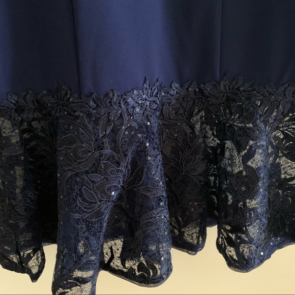 Aidan Mattox blue dress beautiful sequence top and button. Size 2 - Picture 5 of 7